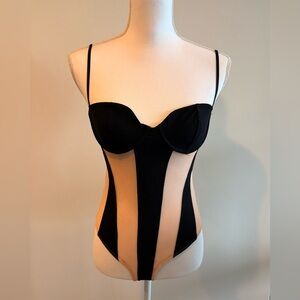 Zara Black and Nude Bodysuit